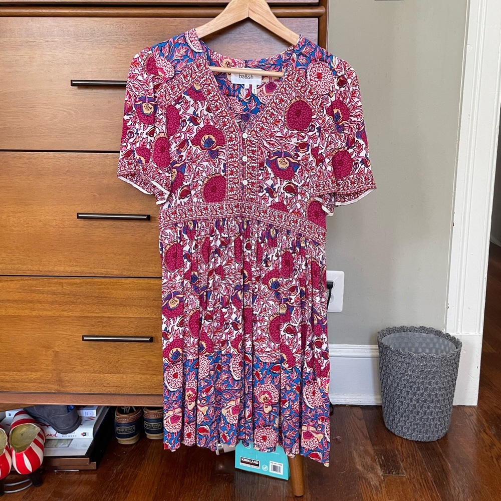 Ba&sh pink patterned mini dress